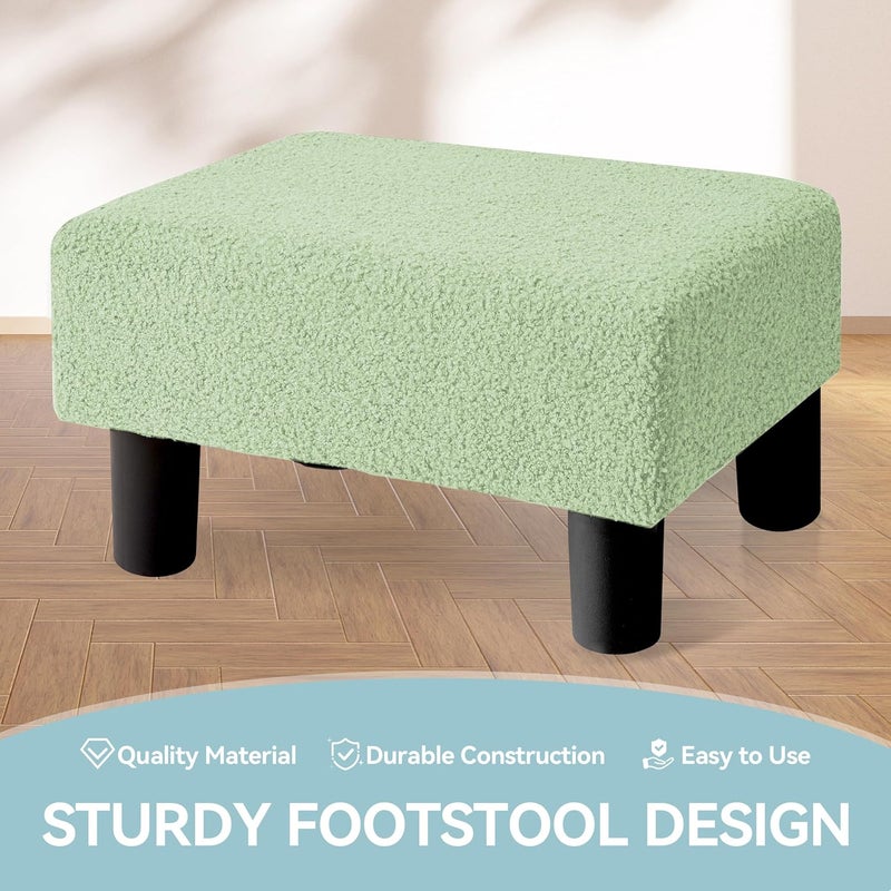 BRIAN & DANY Small Foot Stool Ottoman, Footstool with Legs, Teddy Velvet Foot Rest for Living Room, Bedroom and Office, Green - Image 5